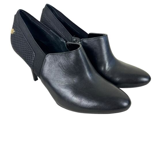 Calvin Klein Jeanine Black Leather Stiletto Ankle Booties High Heels Size 7.5 - Picture 2 of 8